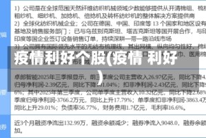 疫情利好个股(疫情 利好)