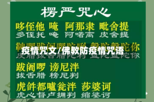 疫情咒文/佛教防疫情咒语