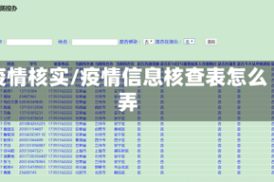 疫情核实/疫情信息核查表怎么弄
