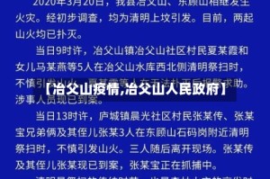 【冶父山疫情,冶父山人民政府】