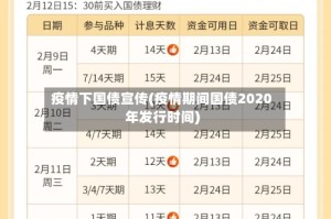 疫情下国债宣传(疫情期间国债2020年发行时间)