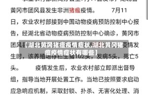 【湖北黄冈猪瘟疫情症状,湖北黄冈猪瘟疫情症状有哪些】